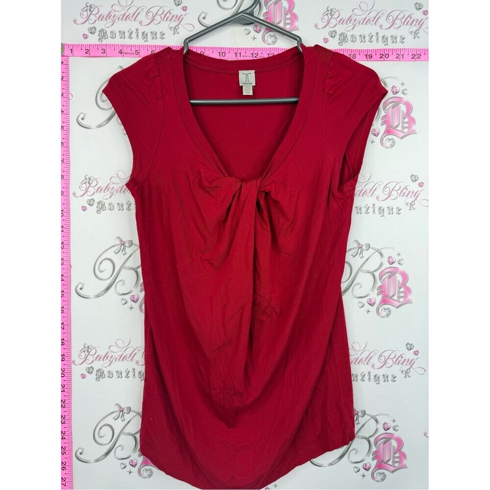 Tristan tshirt top Red Twist-Front Cap Sleeve Camisole
